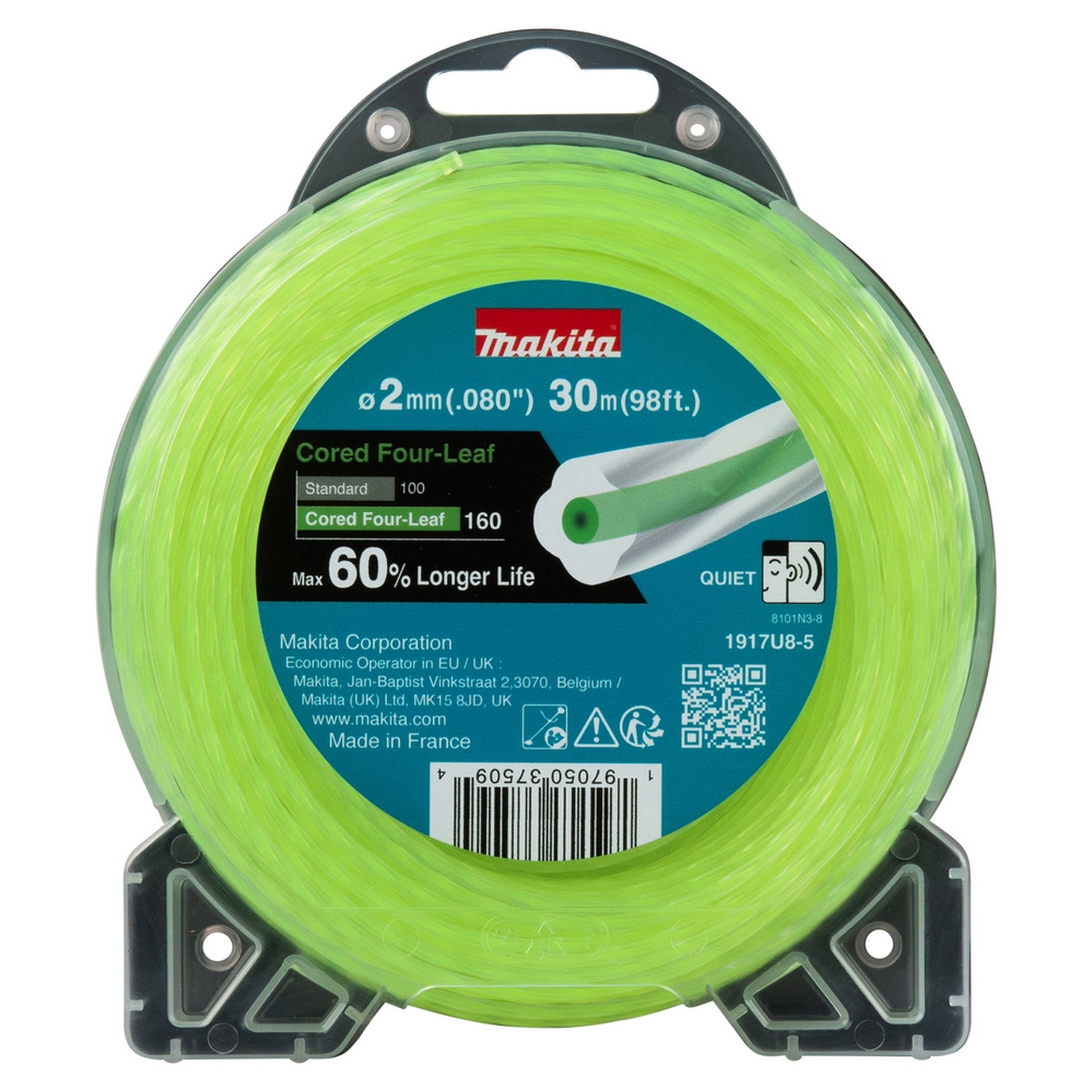 Makita Viersträngige Nylonschnur 2,0 mm x 30 m, grün #1917U8-5