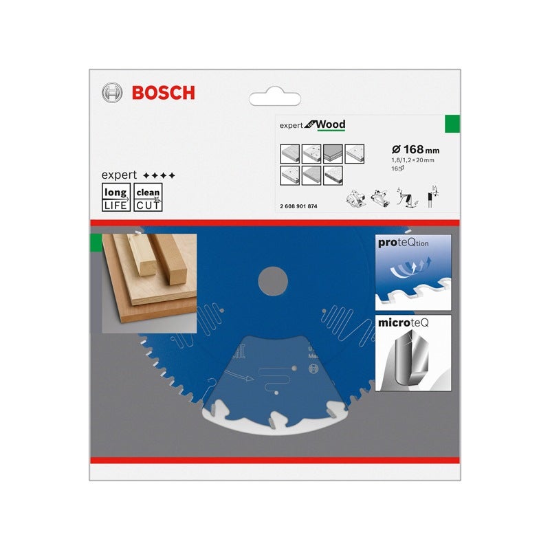 Bosch EXPERT Wood Kreissägeblatt, 168x1,8/1,2x20 mm, Z16 #2608901874
