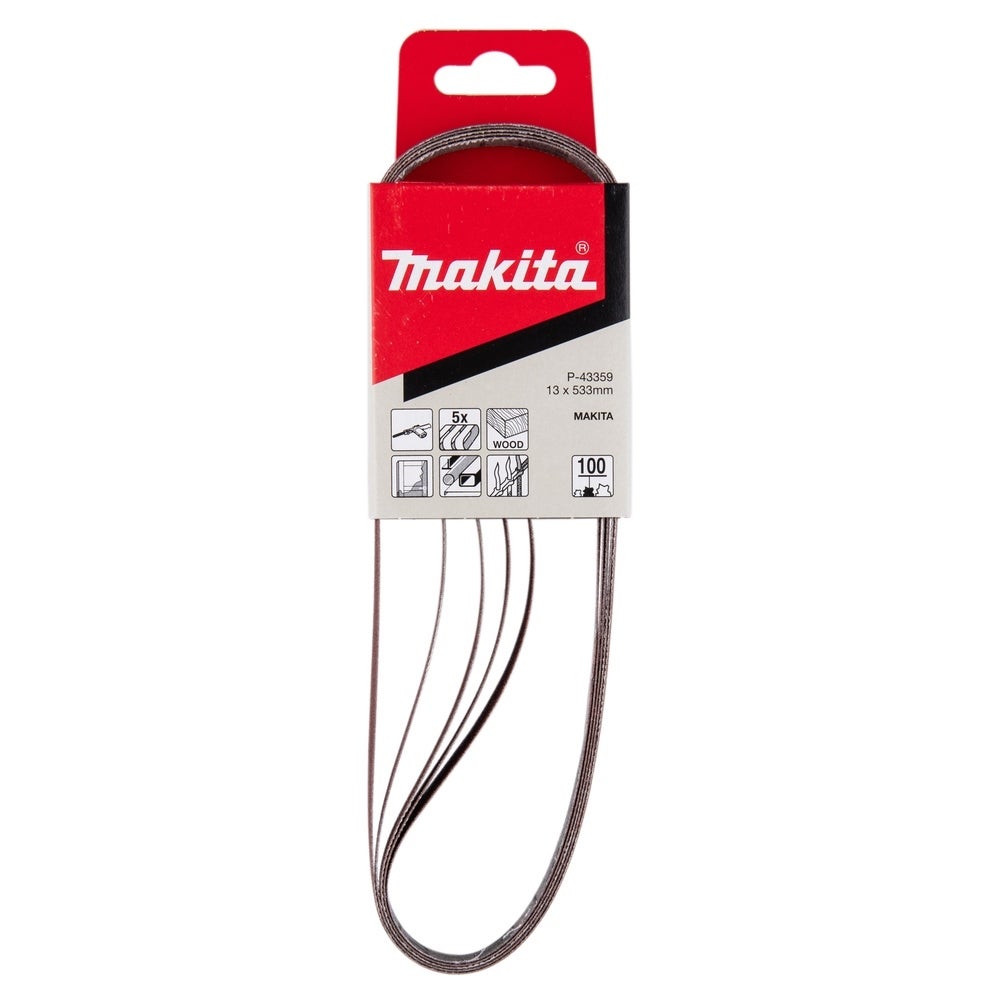 Makita Schleifband 13 x 533 mm, K100, 5 Stk. #P-43359