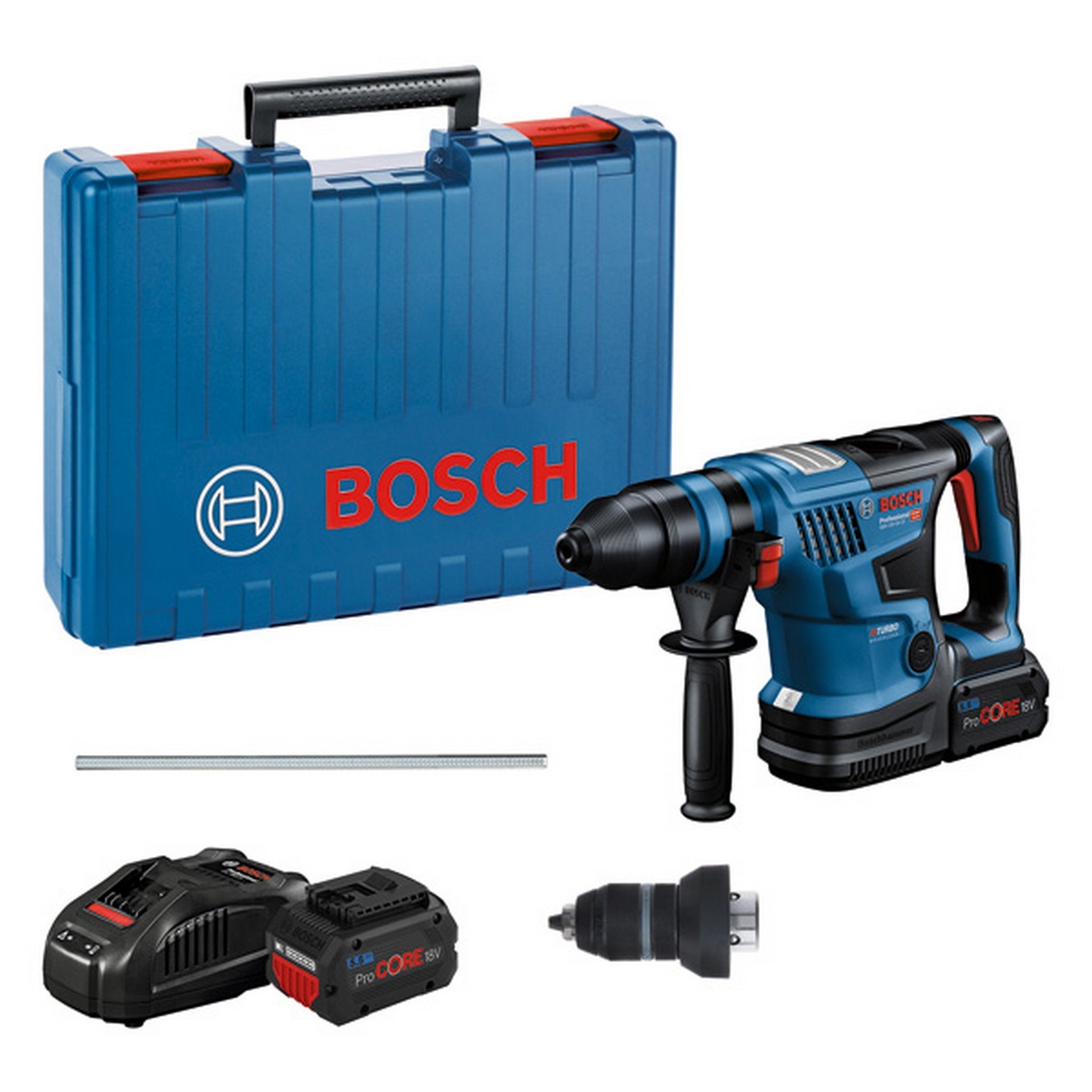 Bosch Akku-Bohrhammer BITURBO mit SDS plus GBH 18V-34 CF, 2 x Akku, Handwerkerkoffer #0611914003