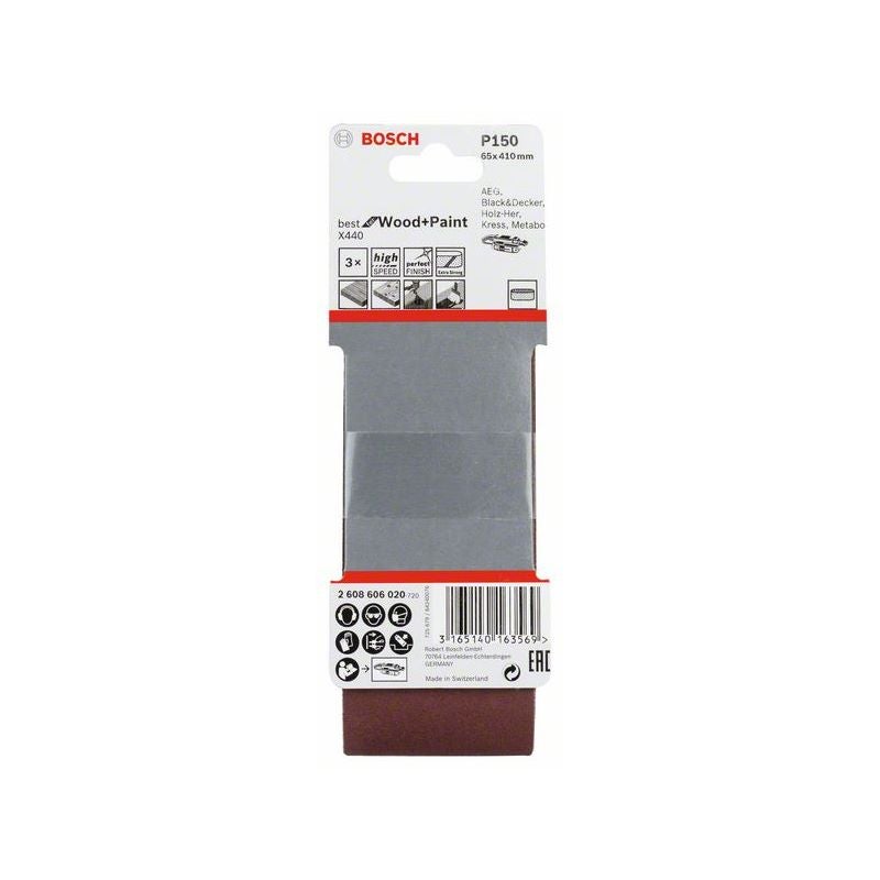 Bosch PRO X440 Schleifband, 65 x 410 mm, G150, 3-tlg. #2608606020