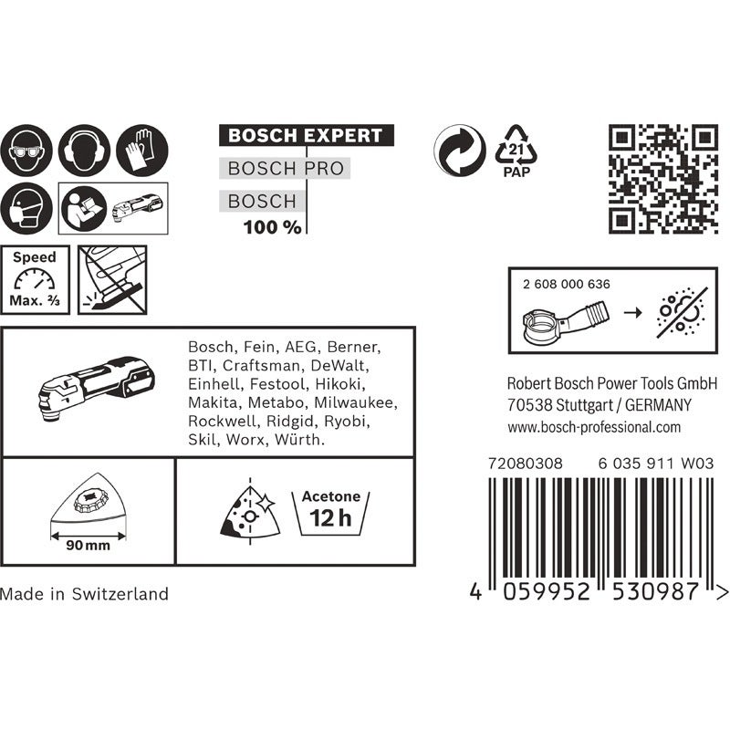 Bosch EXPERT AVZ 90 RT2 Schleifplatte für Multifunktionswerkzeuge, 90 mm, 10-tlg. #2608900046
