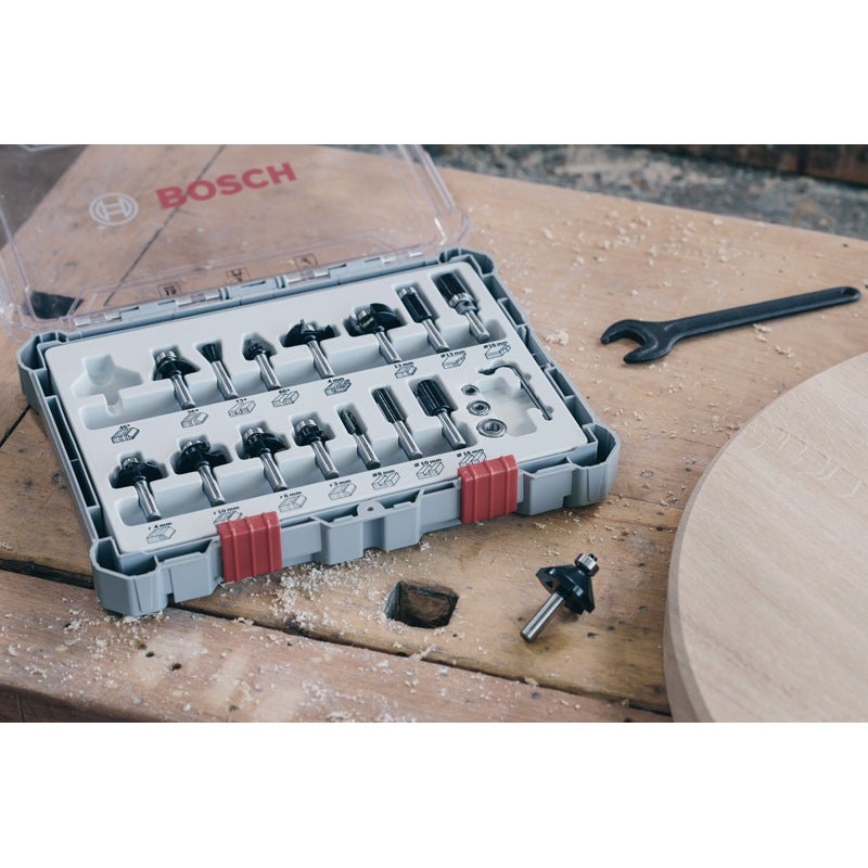 Bosch PRO Fräser-Set gemischt, Schaft 1/4", 15-tlg. #2607017473