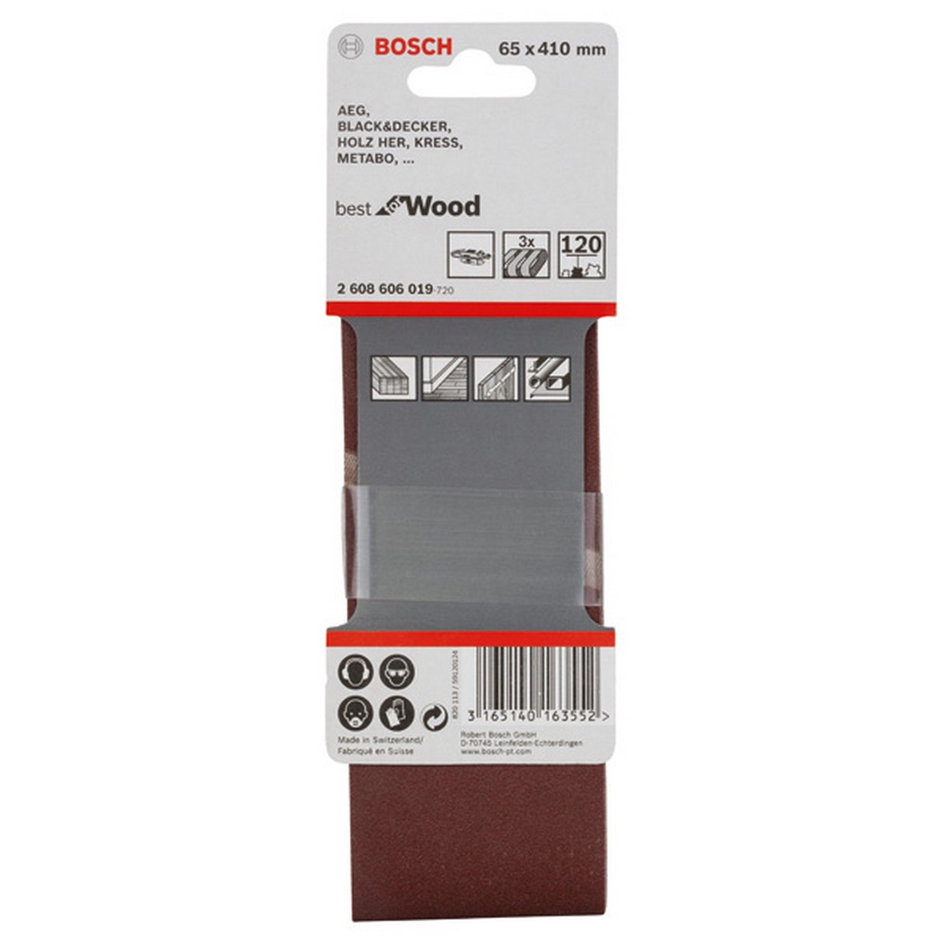 Bosch PRO X440 Schleifband, 65 x 410 mm, G120, 3-tlg. #2608606019