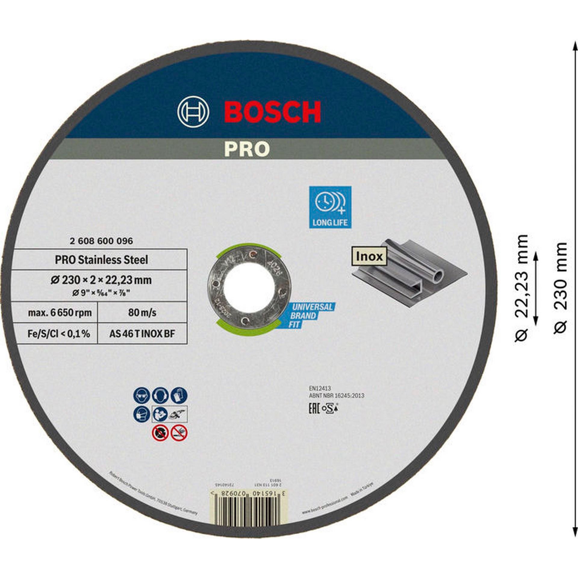 Bosch PRO Stainless Steel Trennscheibe, 230 x 2 x 22,23 mm #2608600096