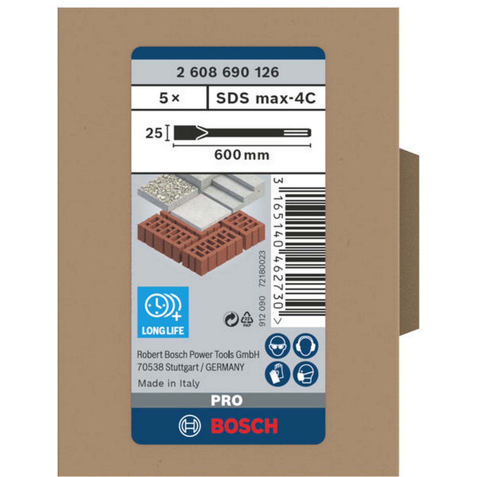 Bosch PRO SDS max-4C Flachmeißel-Set, 25 x 600 mm, 5-tlg. #2608690126