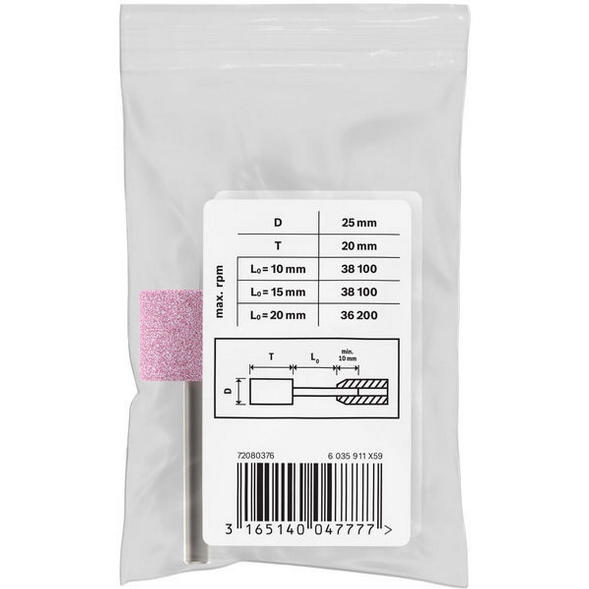 Bosch PRO Steel Schleifstiftset, 25 x 20 mm, G60, zylindrisch #1608620055