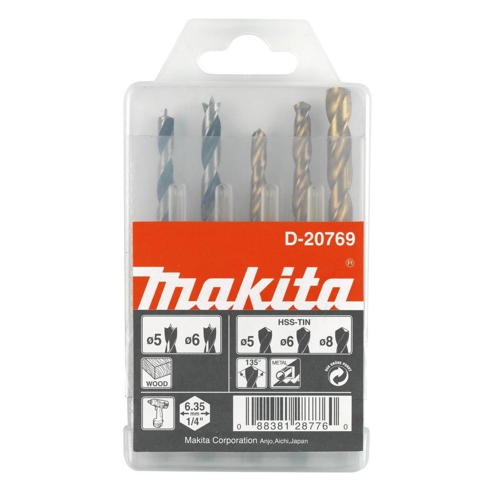 Makita 5-tlg. Metall-/Holzbohrerset 1/4" #D-20769