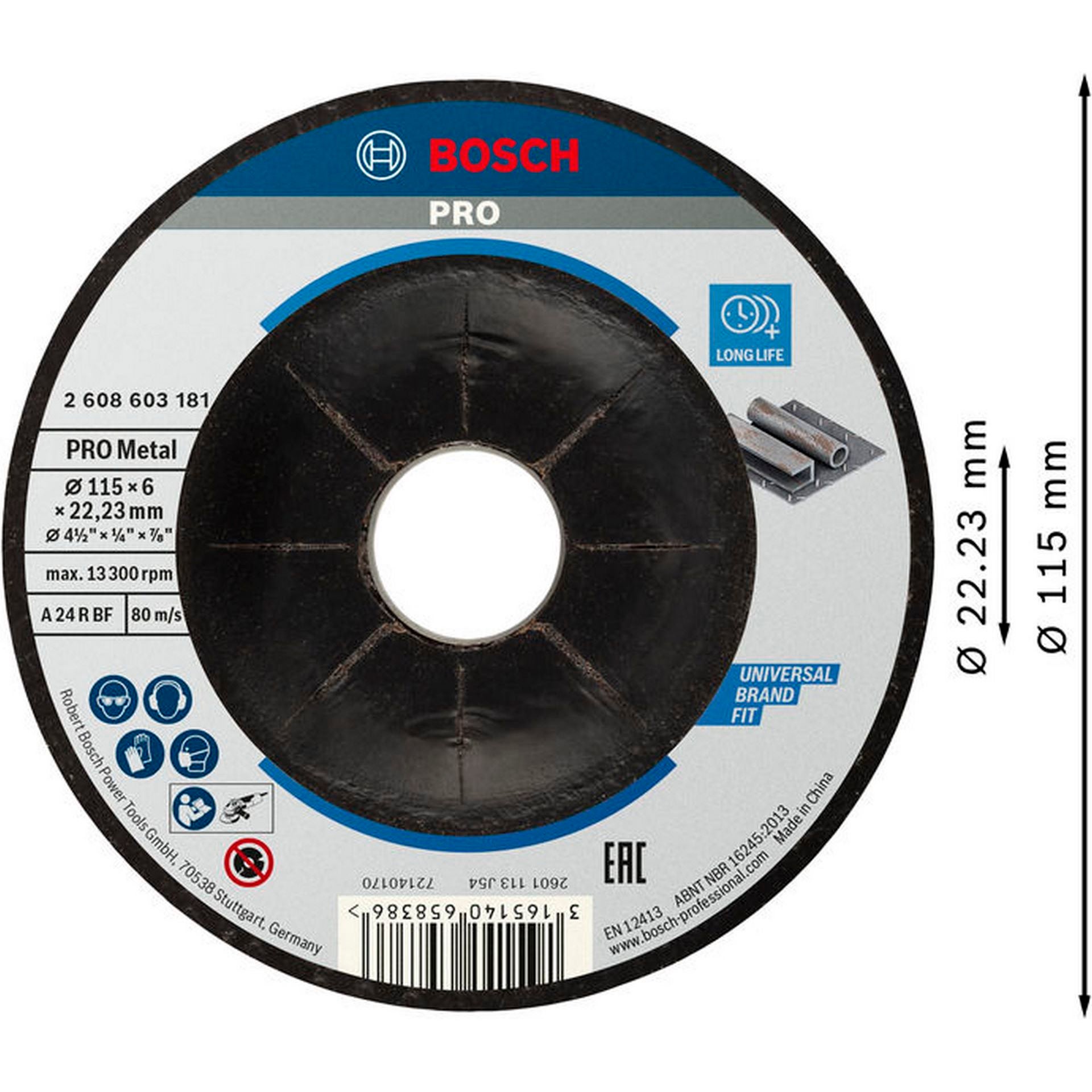 Bosch PRO Metal Schleifscheibe, 115 x 6 x 22.23 mm #2608603181