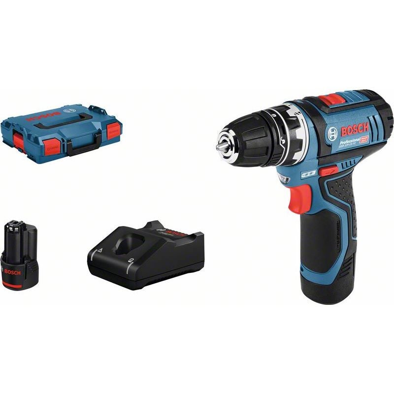 Bosch Akku-Bohrschrauber GSR 12V-15 FC, mit 2 x 2.0 Ah Akku, L-BOXX, 1 Aufsatz #06019F6001