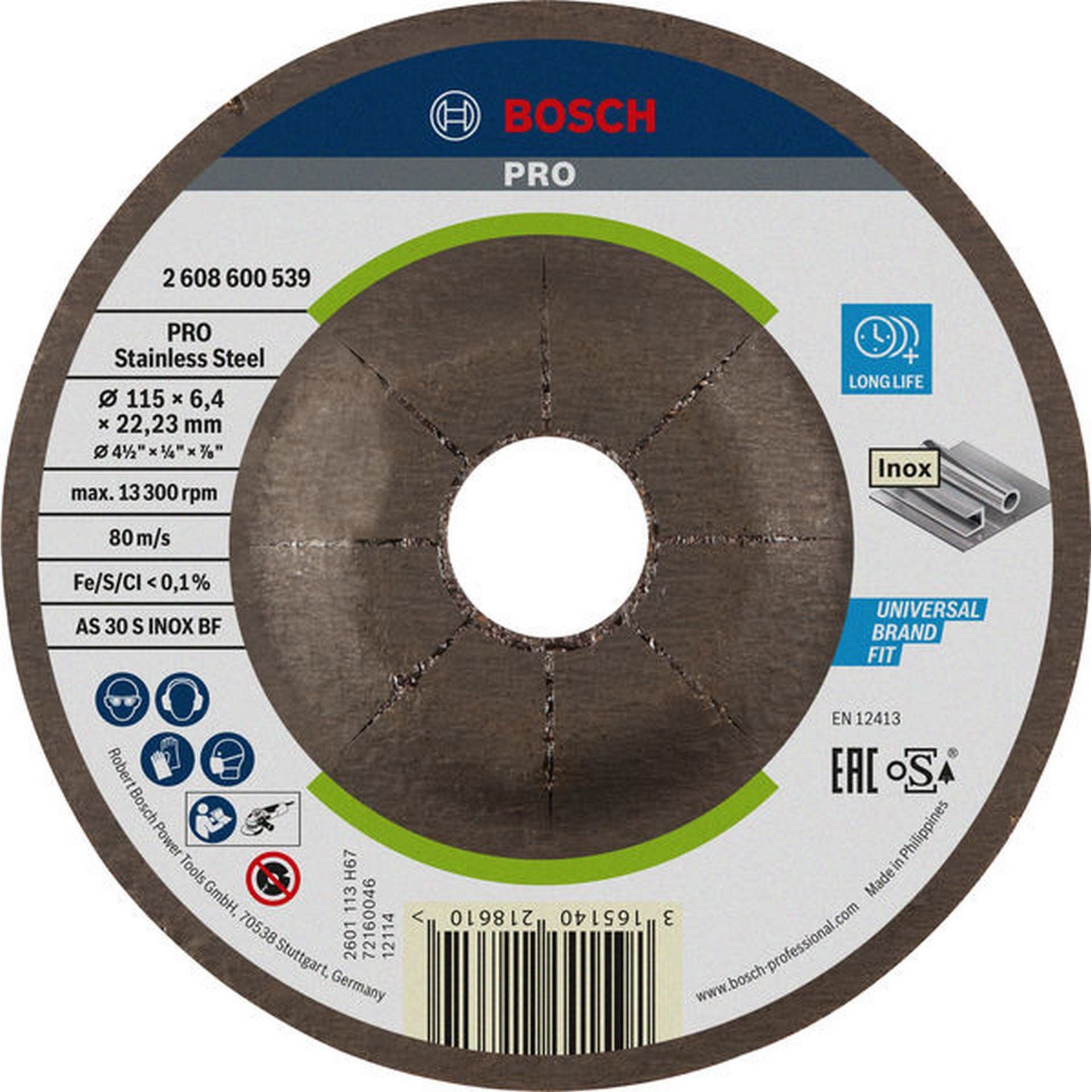 Bosch PRO Stainless Steel Schruppscheibe, 115 x 6 x 22,23 mm #2608600539