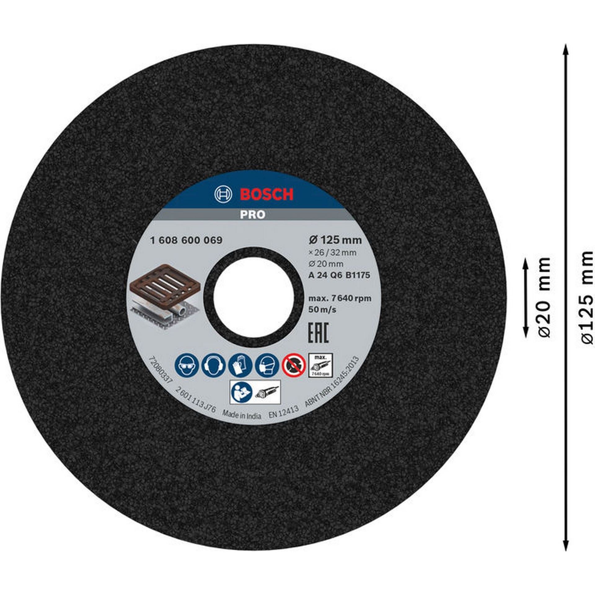 Bosch PRO Metal Schleifscheibe, 125 x 26 x 20 mm, K24 #1608600069