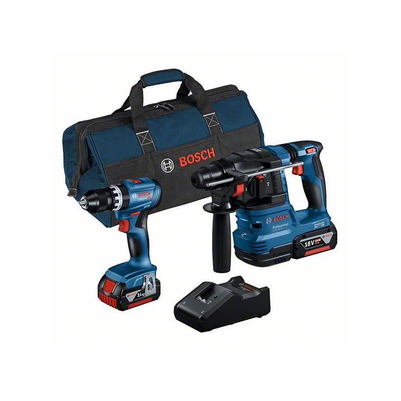 Bosch Combo Kit 2-tlg. 18V: GSB 18V-45 + GBH 18V-22 + 2 x Akku 4.0Ah, Schnellladegerät #0615A50039