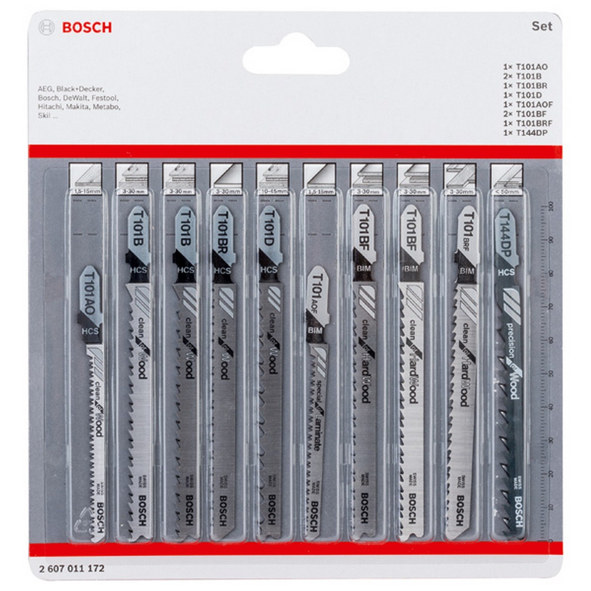 Bosch 10-tlg. Stichsägeblatt-Set Clean Cutting, T-Schaft #2607011172