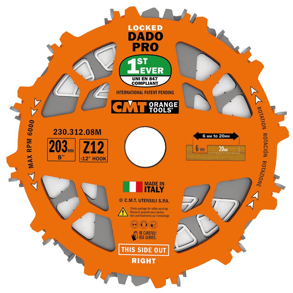 CMT Nutscheibe im Set DADO PRO - D203x6,2-20 d30 Z12 HW #C23031208M