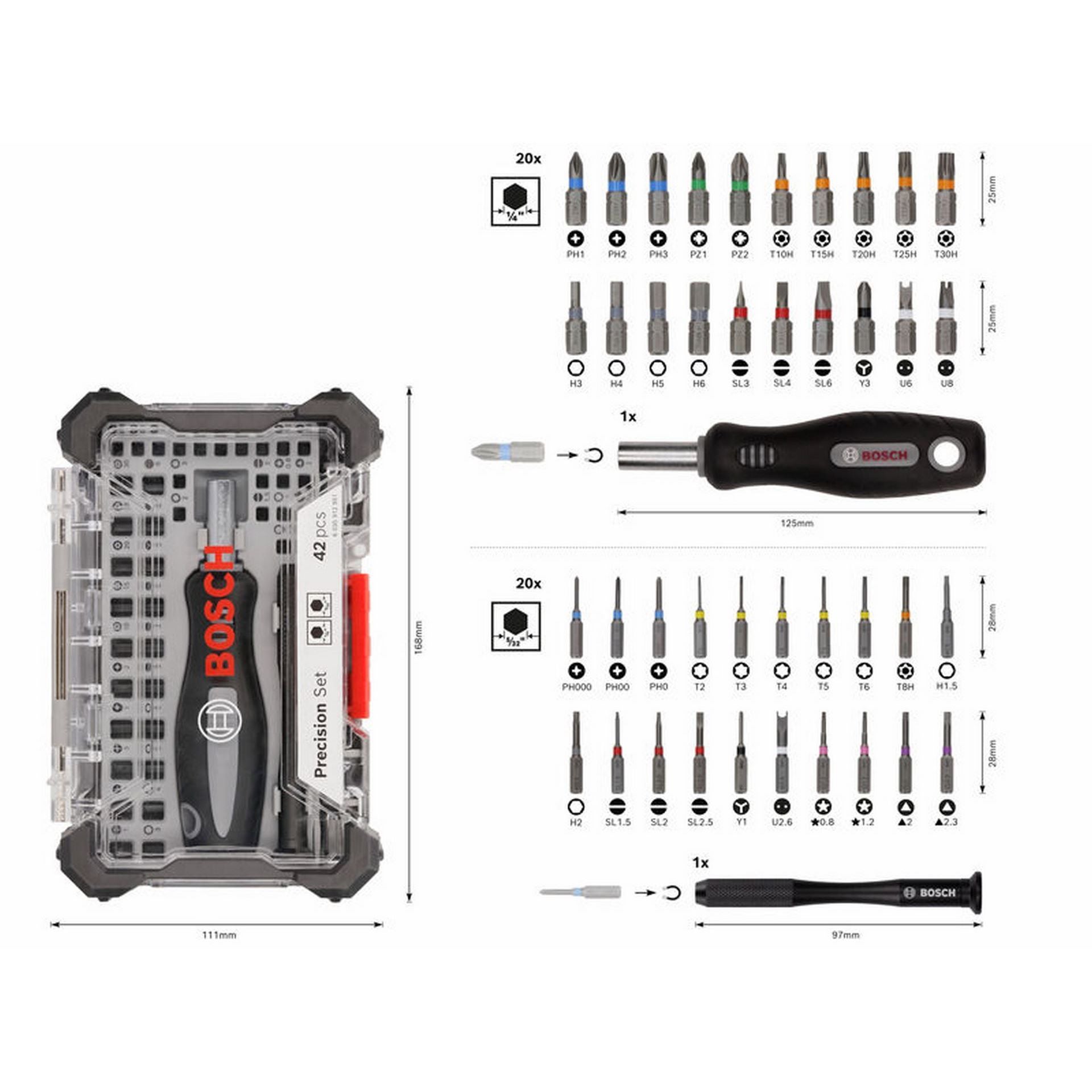 Bosch Schraubendreher-Set mit Präzisions- und Standardbits, 42-tlg #2607002835