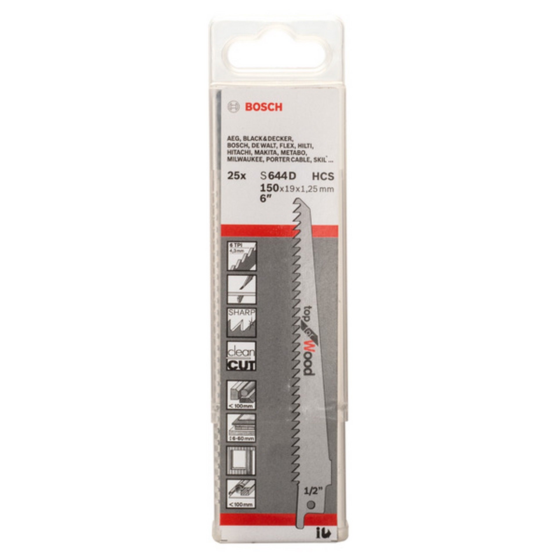 Bosch Säbelsägeblatt S 644 D, Top for Wood, 25er-Pack #2608650464