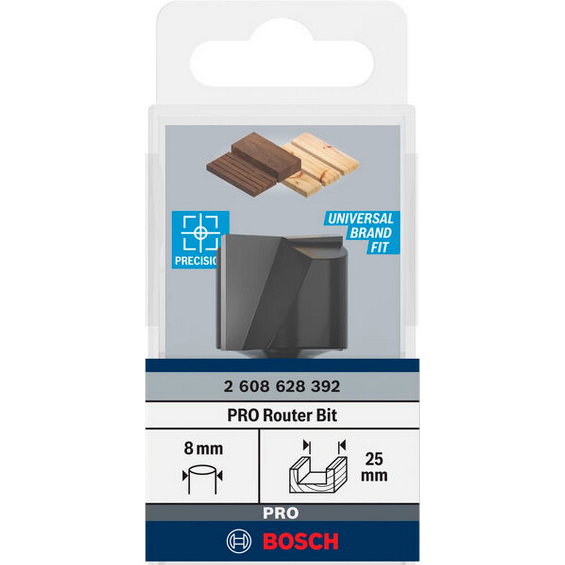 Bosch PRO Nutfräser, zweischneidig, D 25 mm, L 19,6 mm, S 8 mm #2608628392