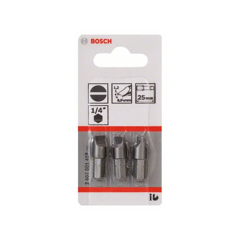 Bosch Schrauberbit Extra-Hart S 1,2 x 8,0, 25 mm, 3er-Pack #2607001468