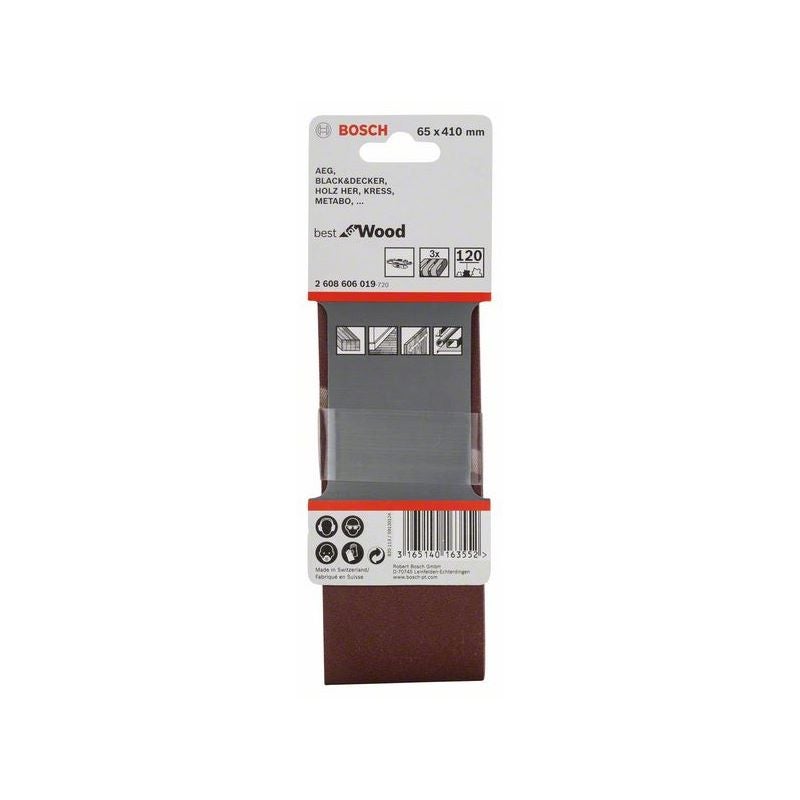 Bosch PRO X440 Schleifband, 65 x 410 mm, G120, 3-tlg. #2608606019