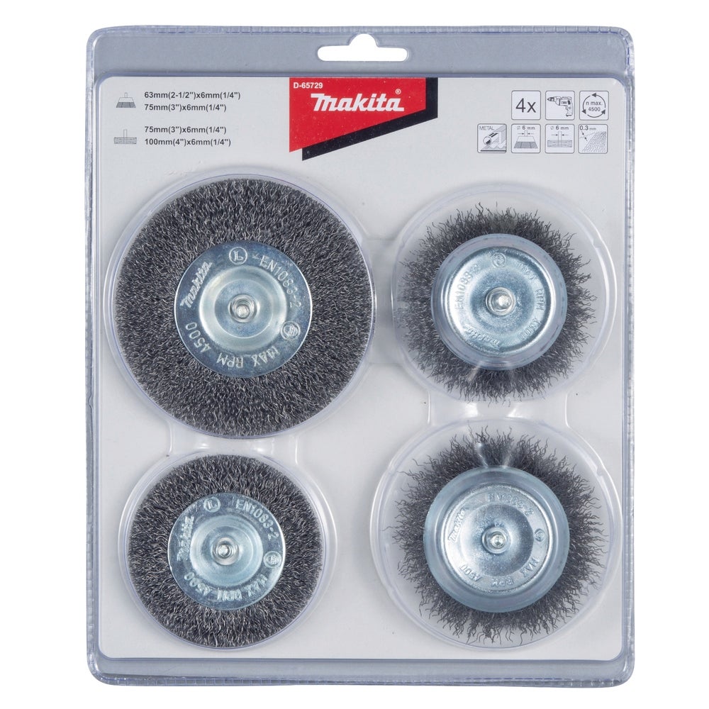 Makita Rundbürsten-Set 4-tlg. Stahl #D-65729