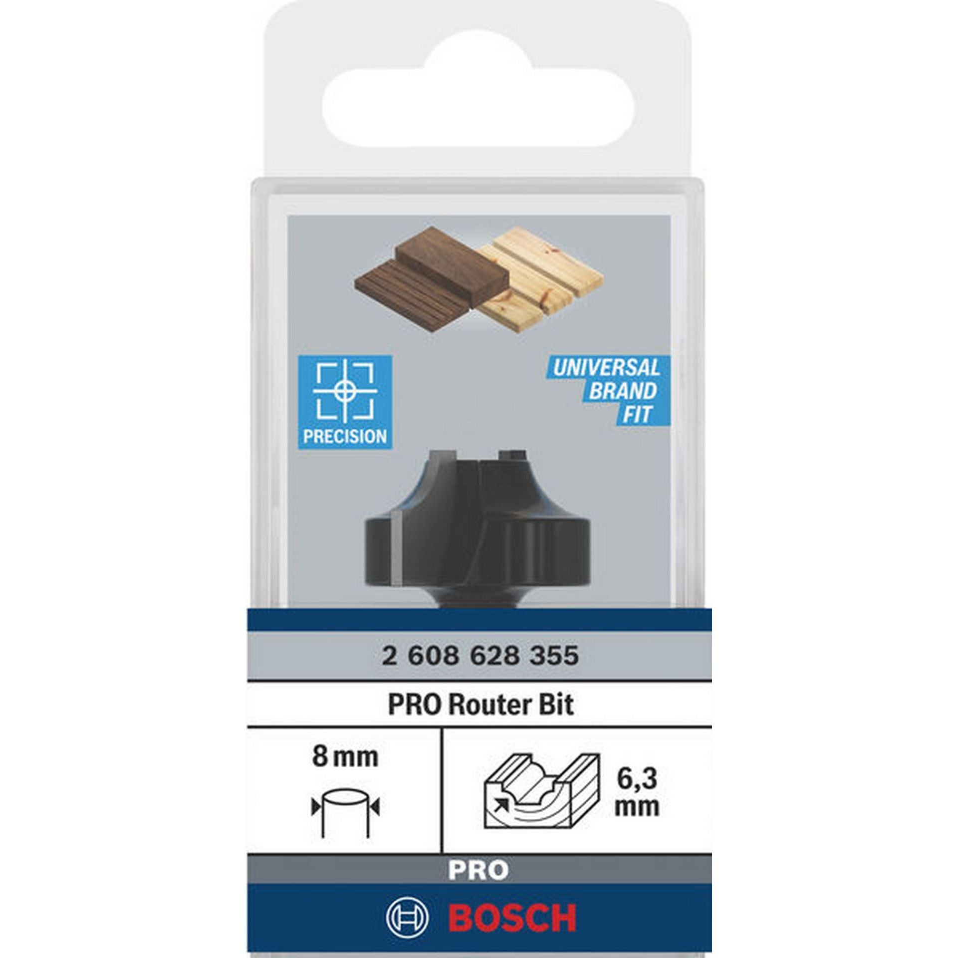 Bosch PRO Abrundfräser, R 6,3 mm, S 8 mm #2608628355