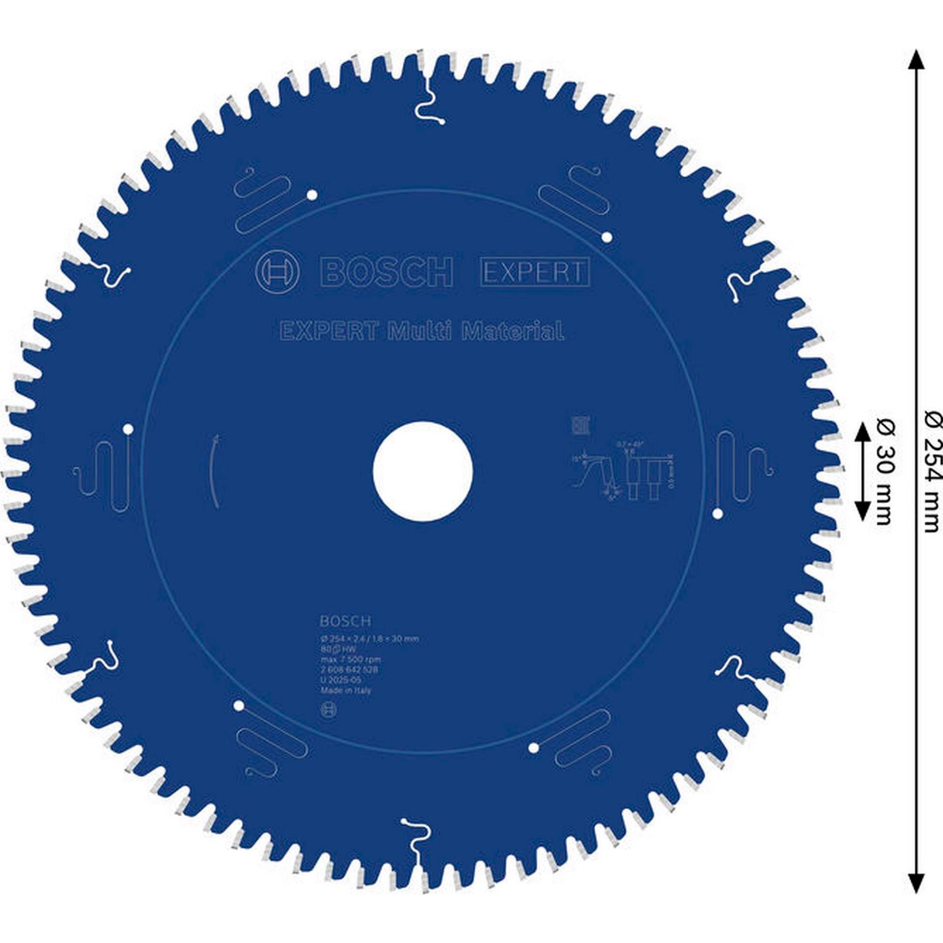 Bosch EXPERT Multi Material Kreissägeblatt, 254x2,4/1,8x30 mm, Z80 #2608642528