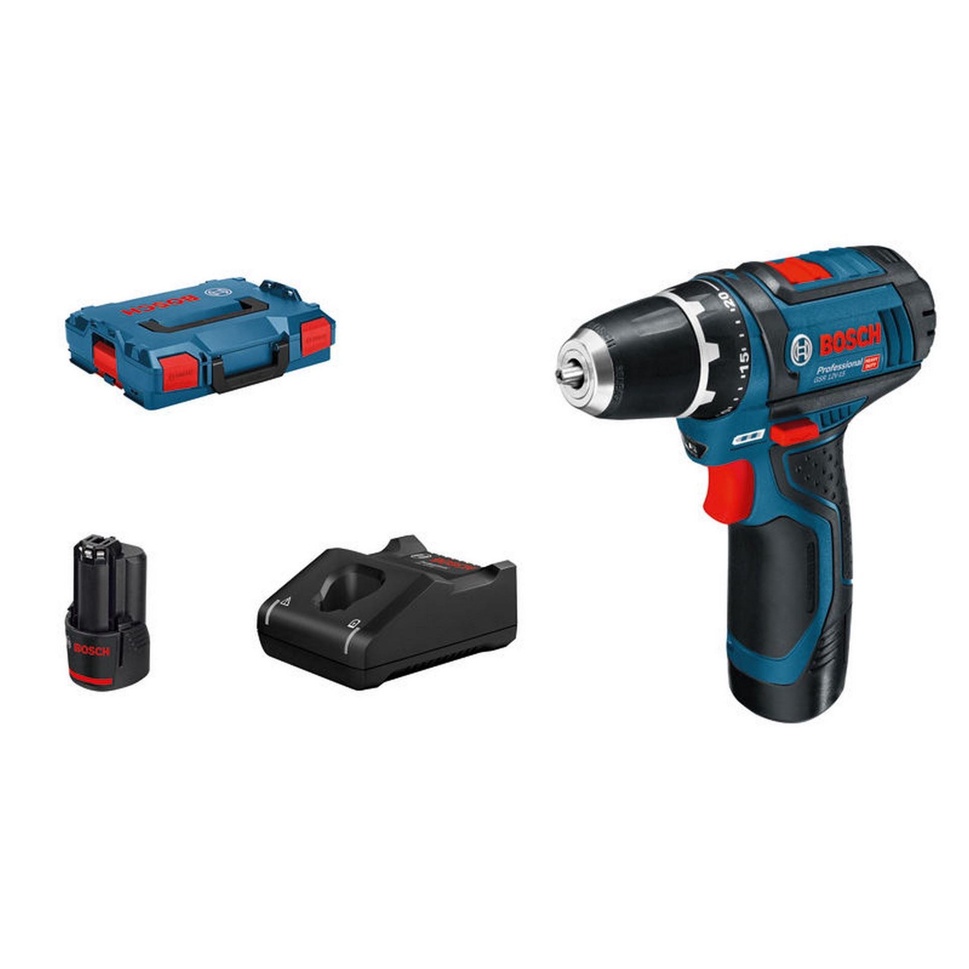 Bosch Akku-Bohrschrauber GSR 12V-15, 2 x Akku GBA 12V 2.0Ah, L-BOXX #0601868109