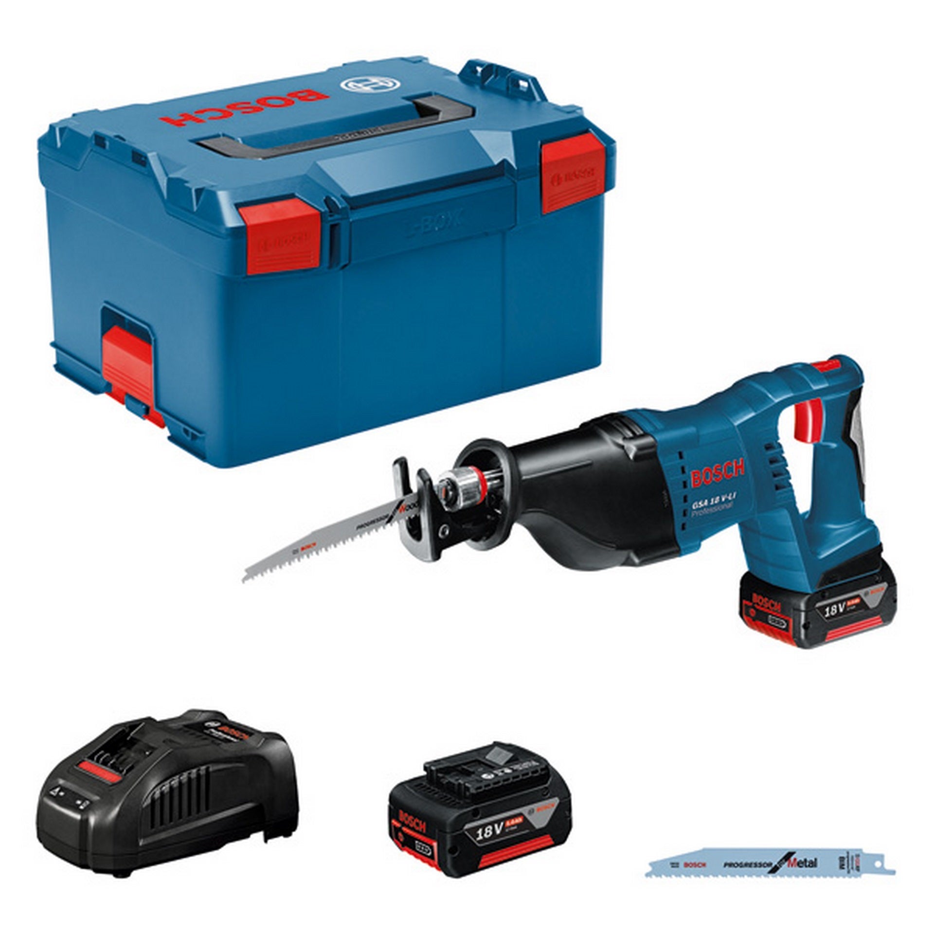 Bosch Akku-Säbelsäge GSA 18V-LI, 2 x Akku GBA 18V 5.0Ah in L-BOXX #060164J00B