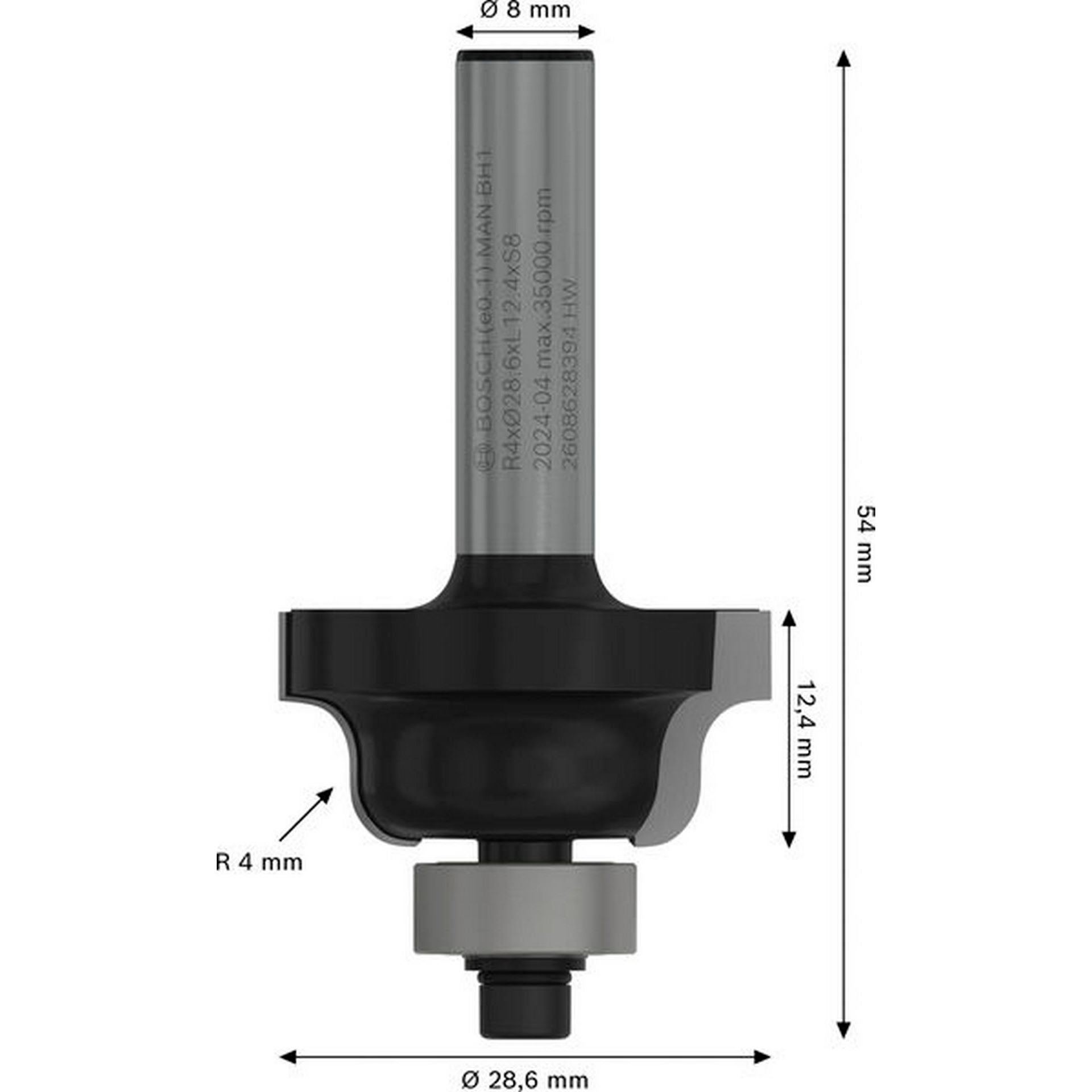 Bosch PRO Profilfräser Römisch, R 4 mm, S 8 mm #2608628394