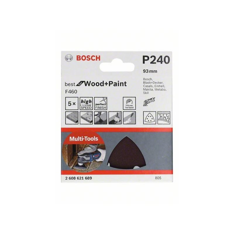 Bosch PRO F460 Schleifblatt, 93 x 93 mm; G240, 5-tlg. #2608621689