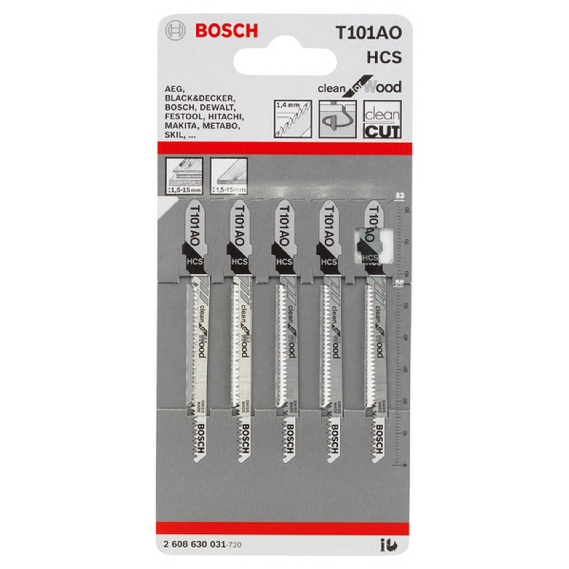 Bosch Stichsägeblatt T 101 AO Clean for Wood, 5er-Pack #2608630031