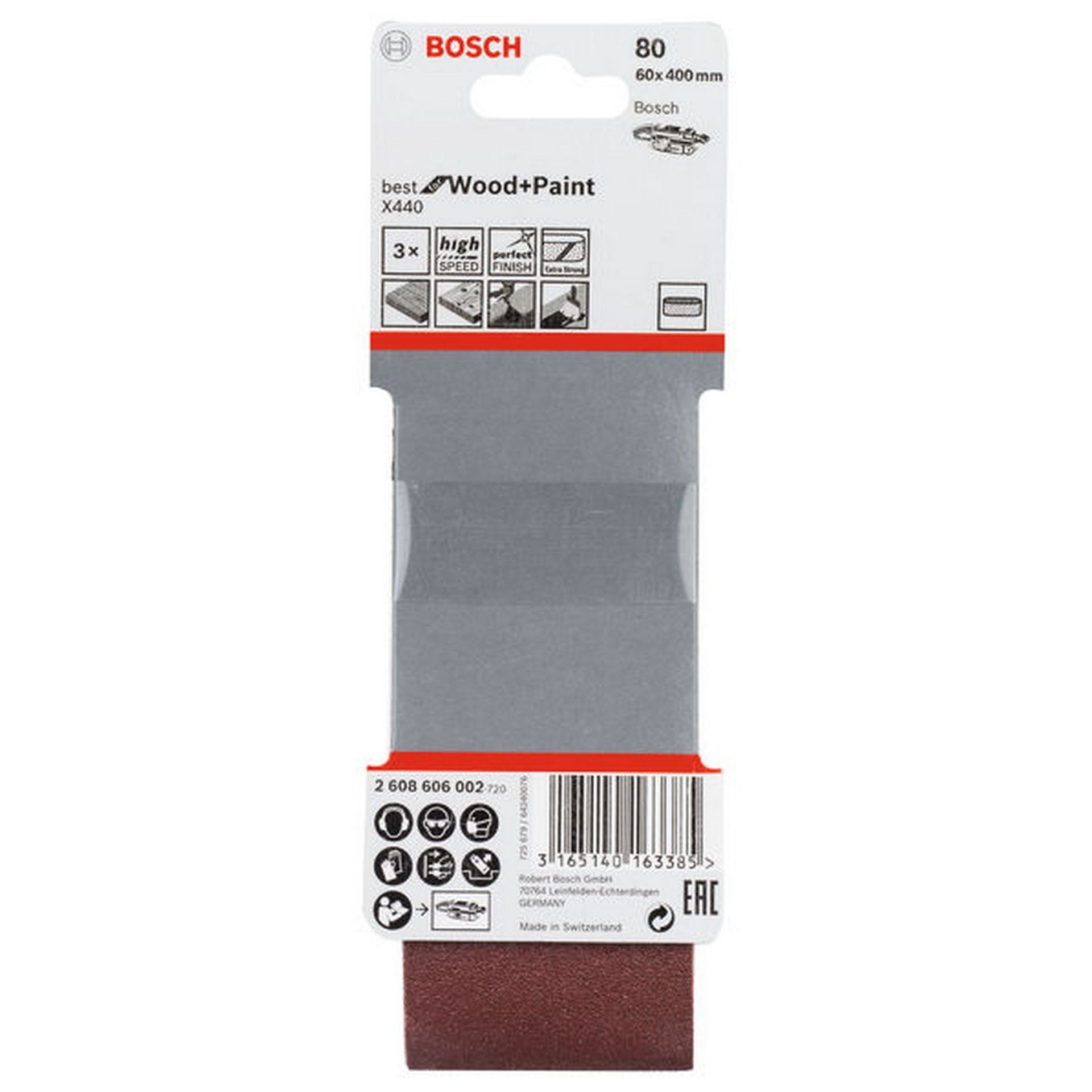 Bosch PRO X440 Schleifband, 60 x 400 mm, 80, 3-tlg. #2608606002