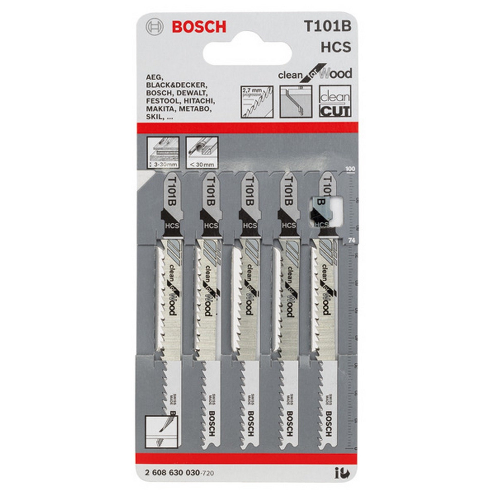 Bosch Stichsägeblatt T 101 B Clean for Wood, 5er-Pack #2608630030