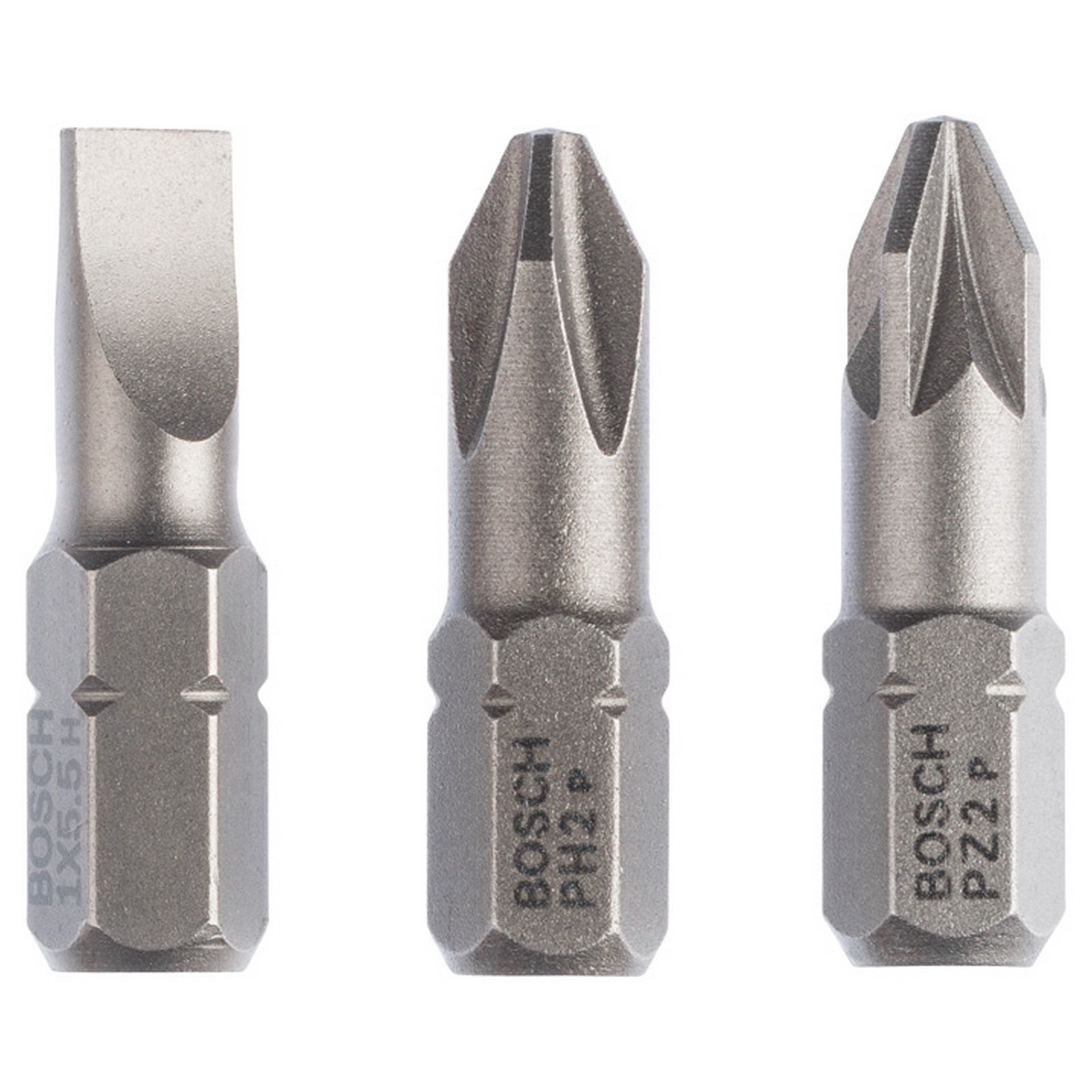 Bosch Schrauberbit-Set Extra-Hart (gemischt), 3-teilig, S 1,0x5,5, PH2, PZ2, 25 mm #2607001766