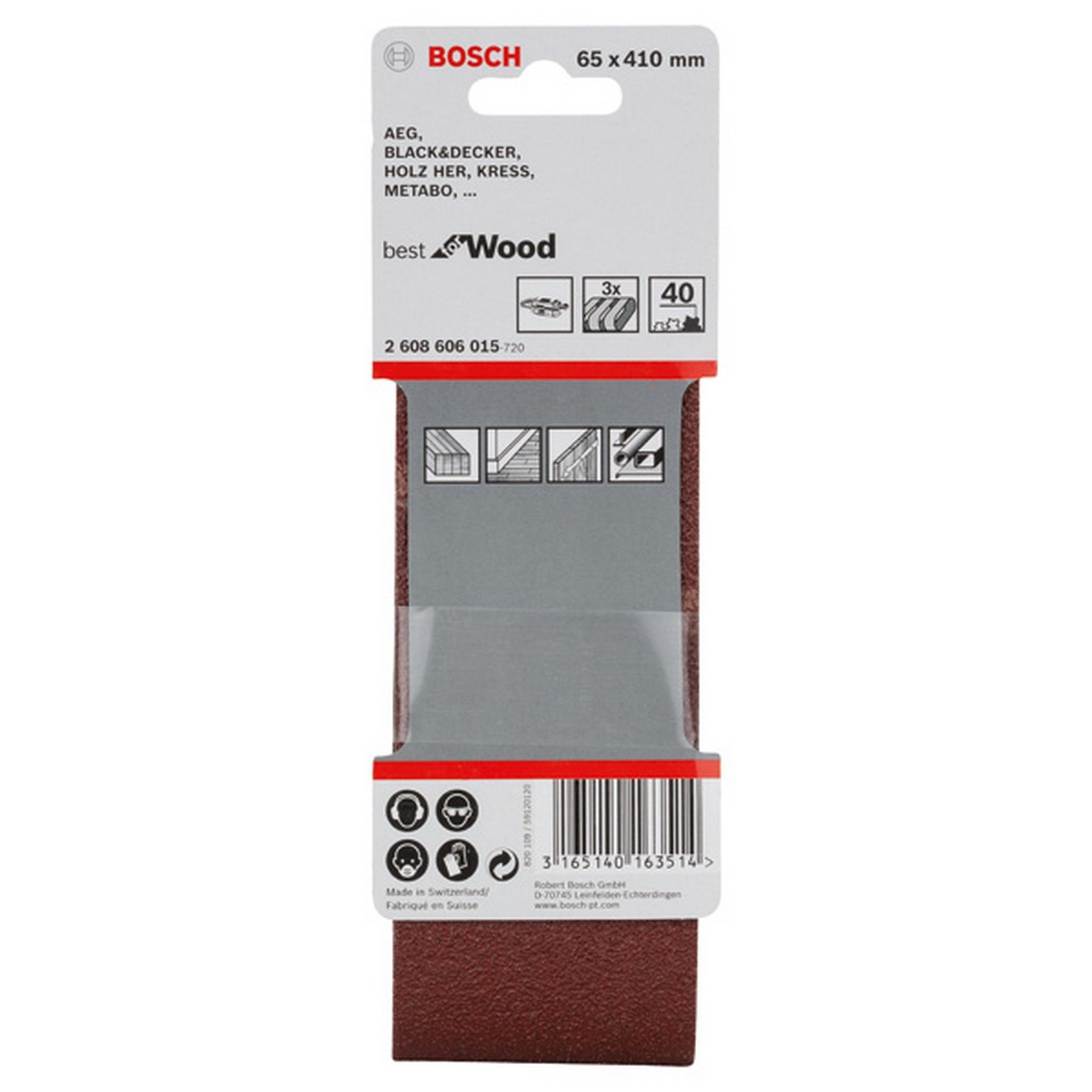 Bosch PRO X440 Schleifband, 65 x 410 mm, G40, 3-tlg. #2608606015