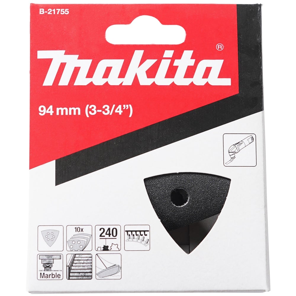 Makita 10 Stk. Schleifpapier Deltoid, 94 mm, K240, Stein/Glas #B-21755