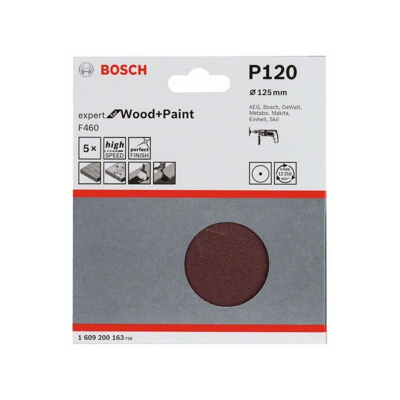 Bosch PRO F460 Schleifblatt, 125 mm, G120, 5-tlg. #1609200163