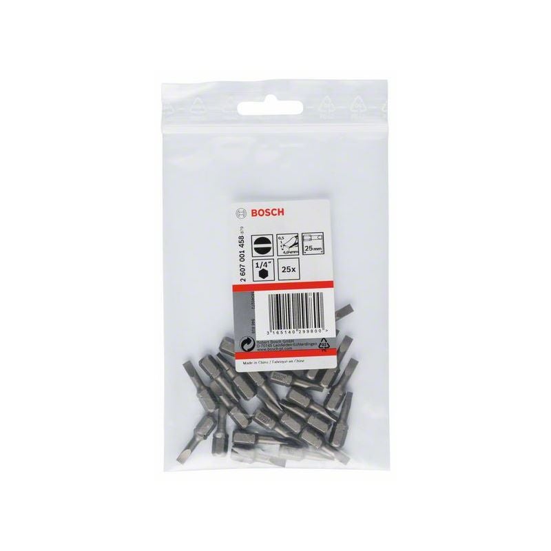 Bosch Schrauberbit Extra-Hart S 0,5 x 4,0, 25 mm, 25er-Pack #2607001458