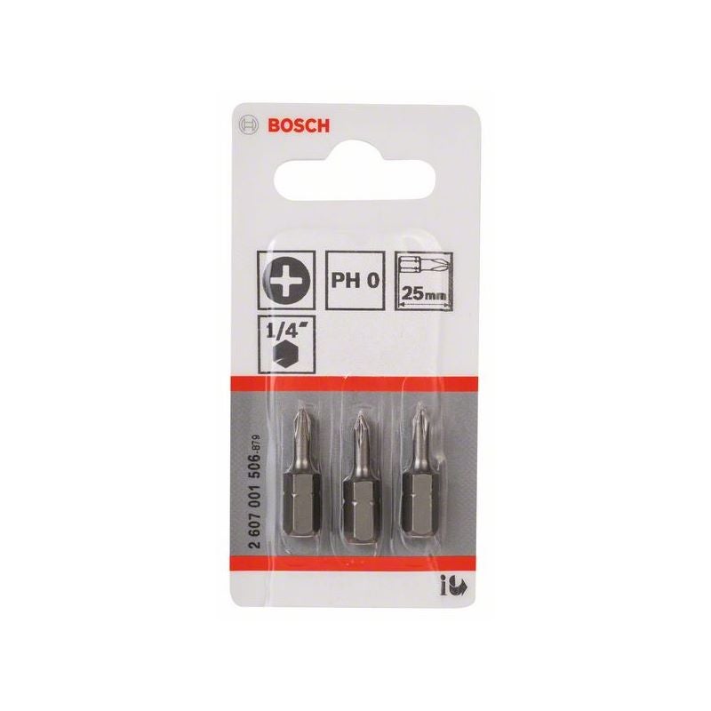 Bosch Schrauberbit Extra-Hart PH 0, 25 mm, 3er-Pack #2607001506