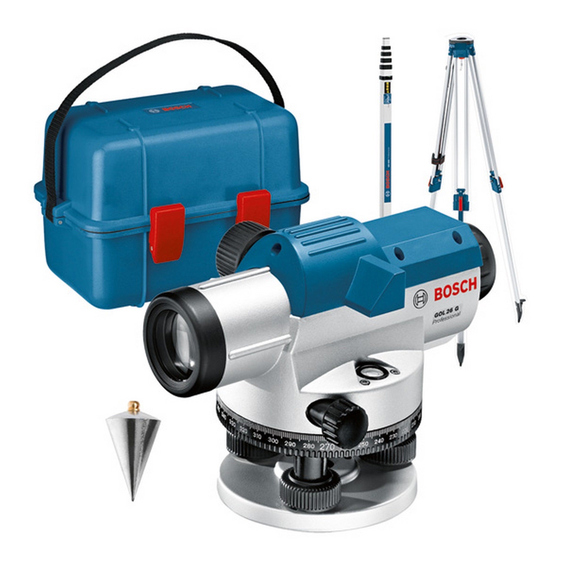 Bosch Optisches Nivelliergerät GOL 26 G, mit Baustativ BT160, Messstab GR 500 #0601068003