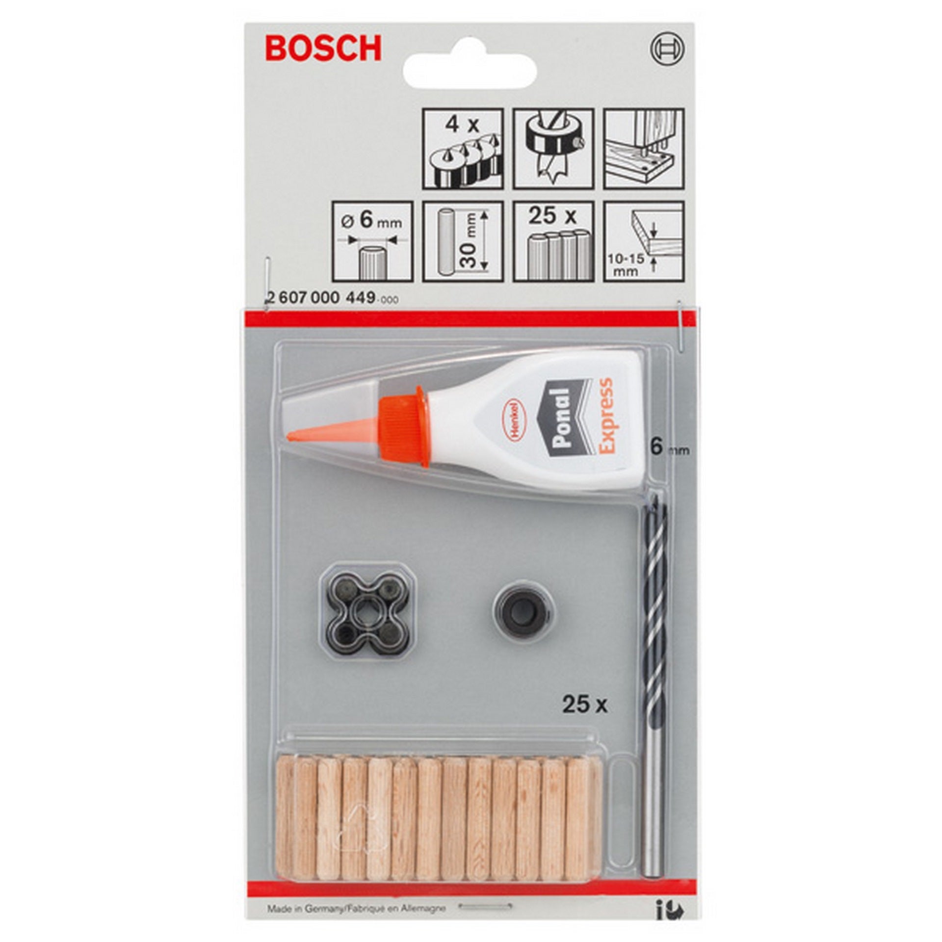 Bosch 32-tlg. Holzdübel-Set, 6 mm #2607000449