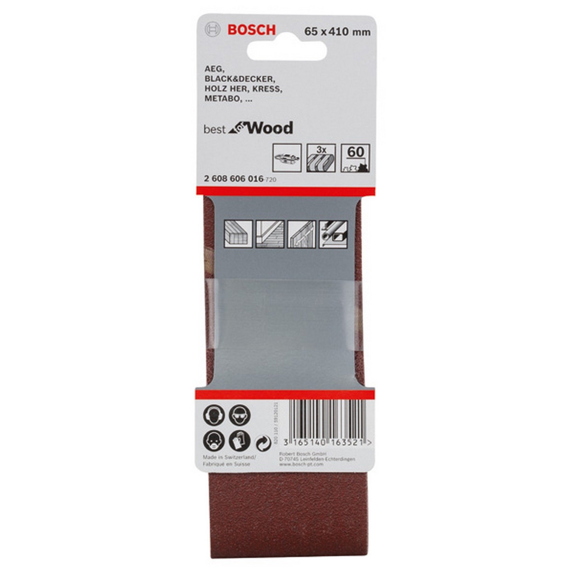 Bosch PRO X440 Schleifband, 65 x 410 mm, G60, 3-tlg. #2608606016