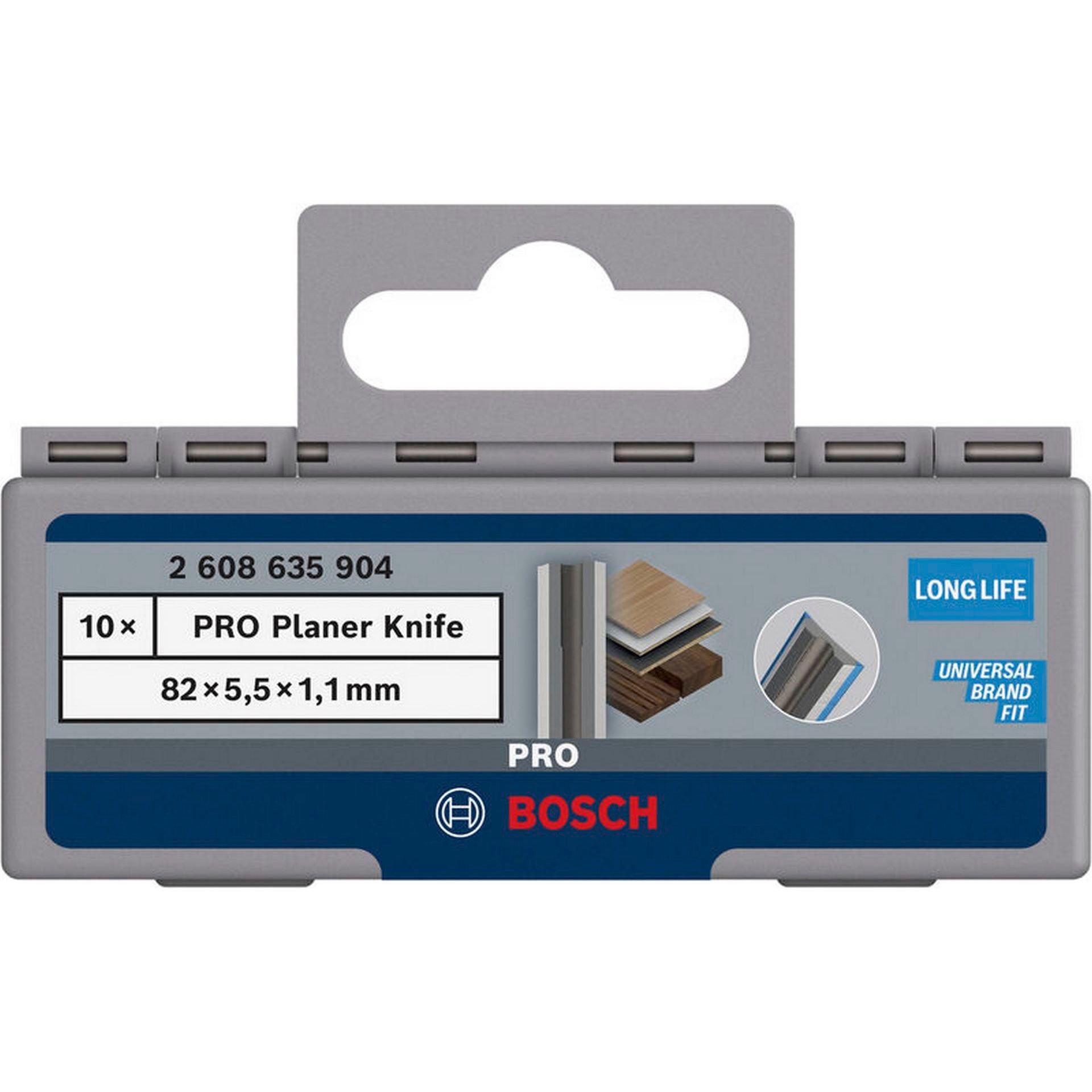 Bosch PRO Hobelmesser, 82 x 5,5 x 1,1 mm, 10 Stk #2608635904