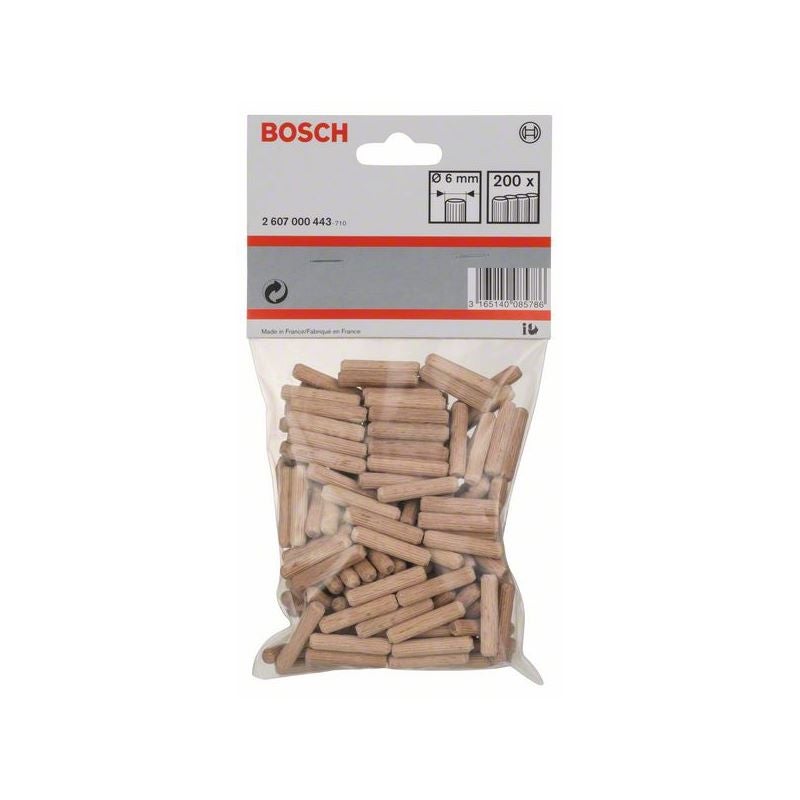 Bosch Holzdübel 6 mm, 30 mm, 200er-Pack #2607000443