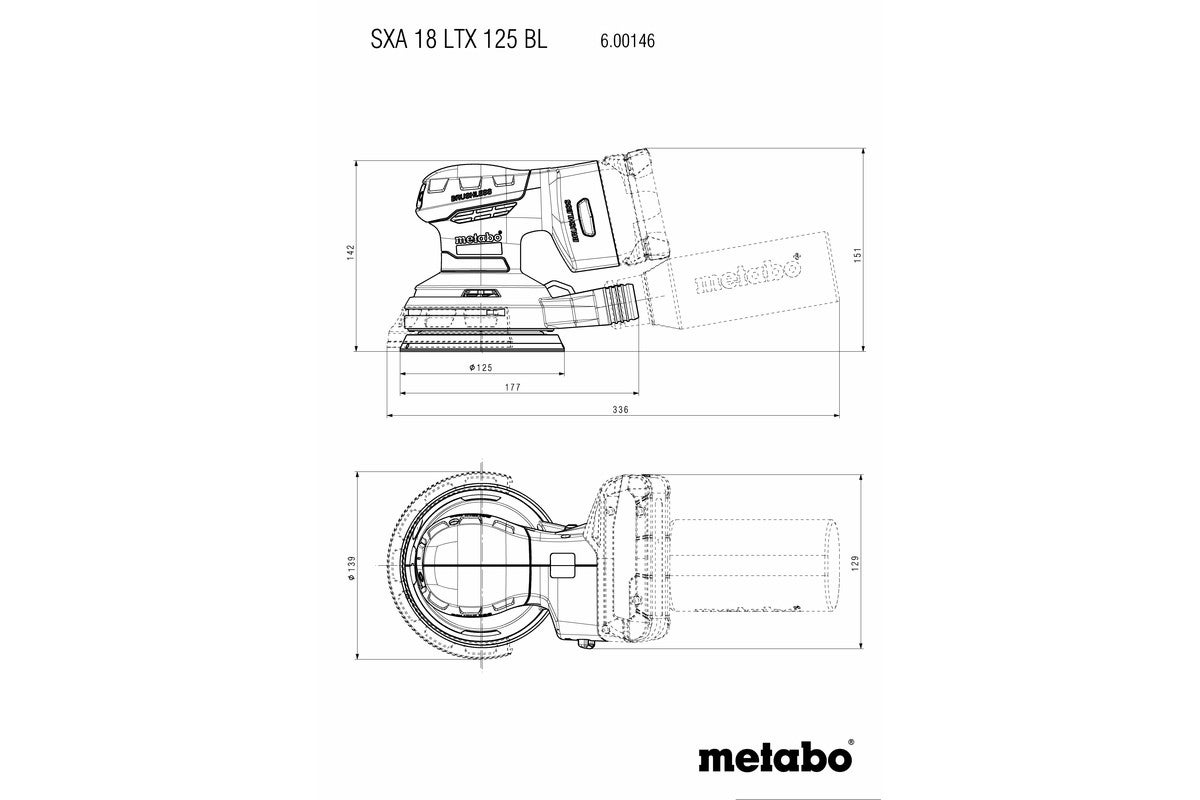 Metabo Akku-Exzenterschleifer SXA 18 LTX 125 BL #600146840 mit 125 mm Schleifteller