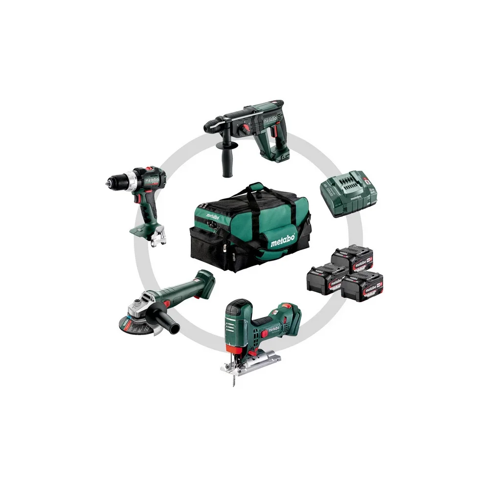 Metabo Akku Combo Set Bauhandwerk 4.3 #685214000 SB 18 LT BL + W 18 L 9-125 Quick + KH 18 LTX 24 + S