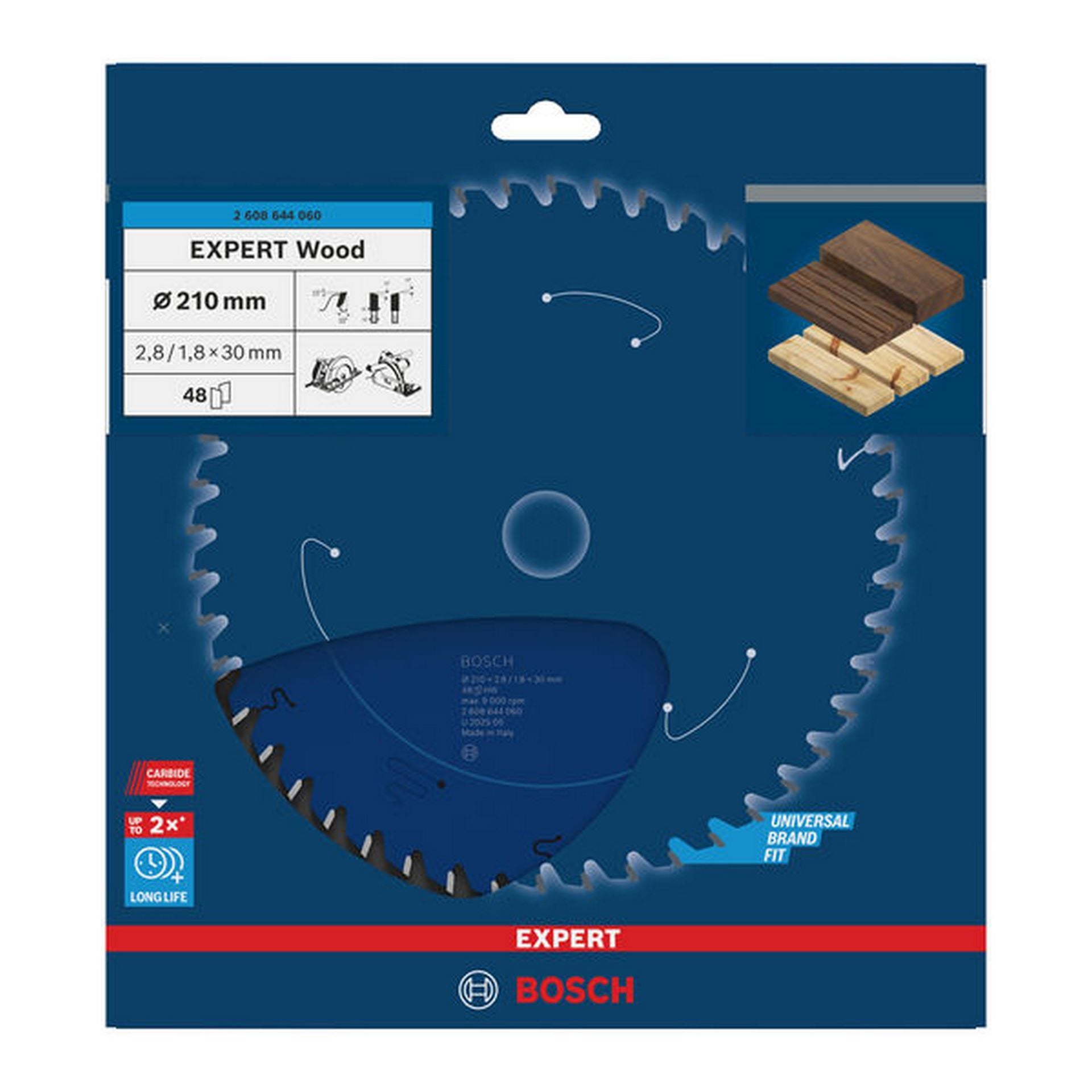Bosch EXPERT Wood Kreissägeblatt, 210x2,8/1,8x30 mm, Z48 #2608644060
