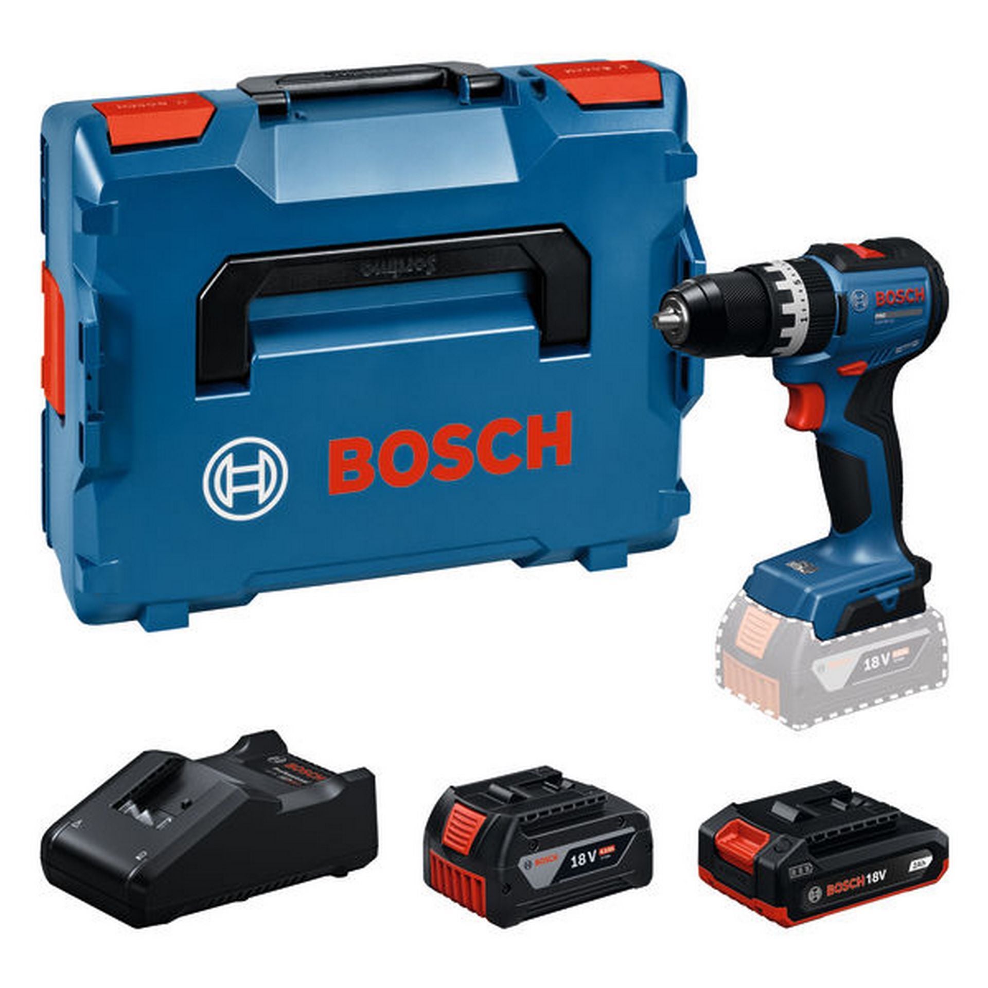 Bosch Akku-Schlagbohrschrauber GSB18V-52, 1x GBA 18V 2.0Ah, 1x GBA 18V 4.0Ah in L-BOXX #06019S0122