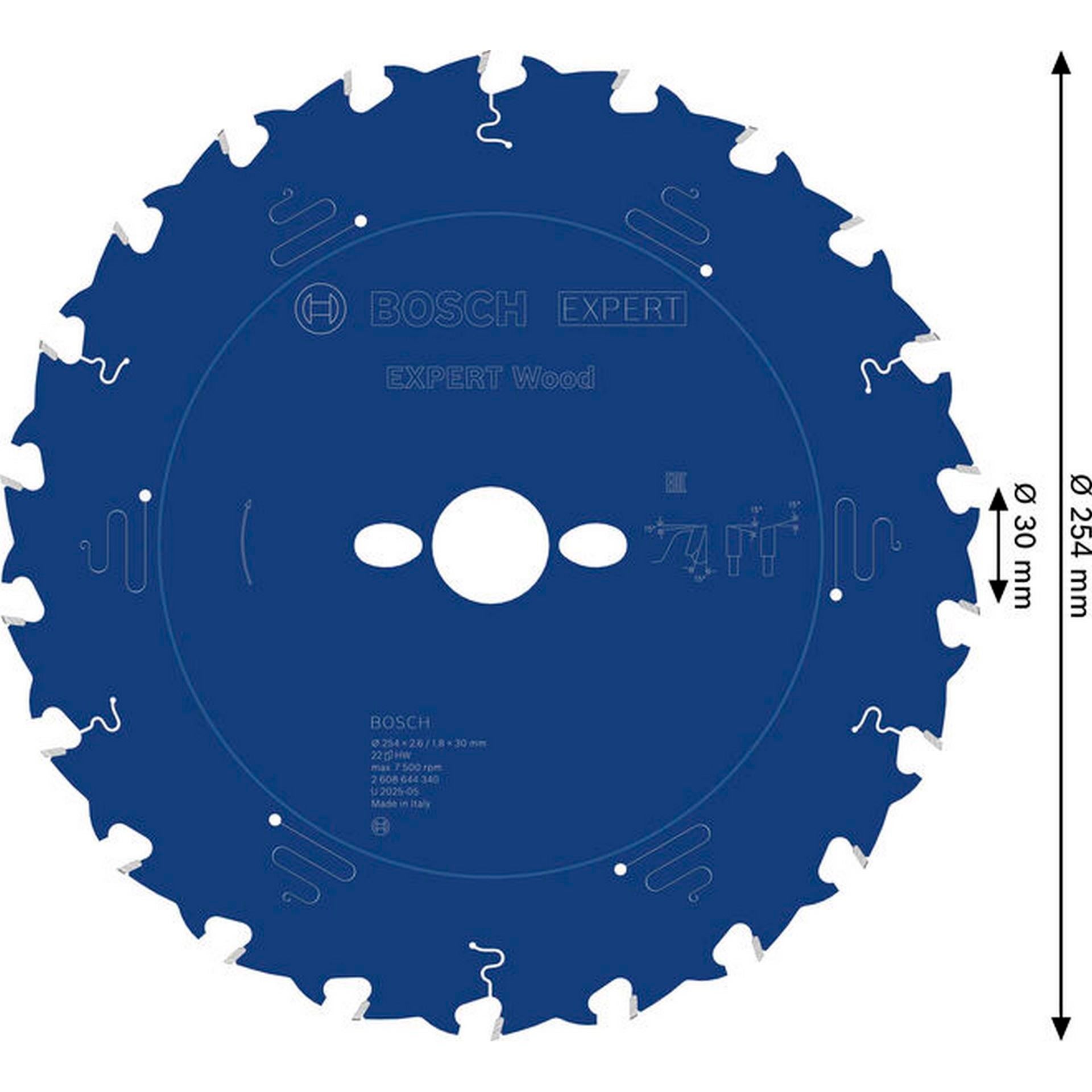 Bosch EXPERT Wood Kreissägeblatt, 254x2,6/1,8x30 mm, Z22 #2608644340